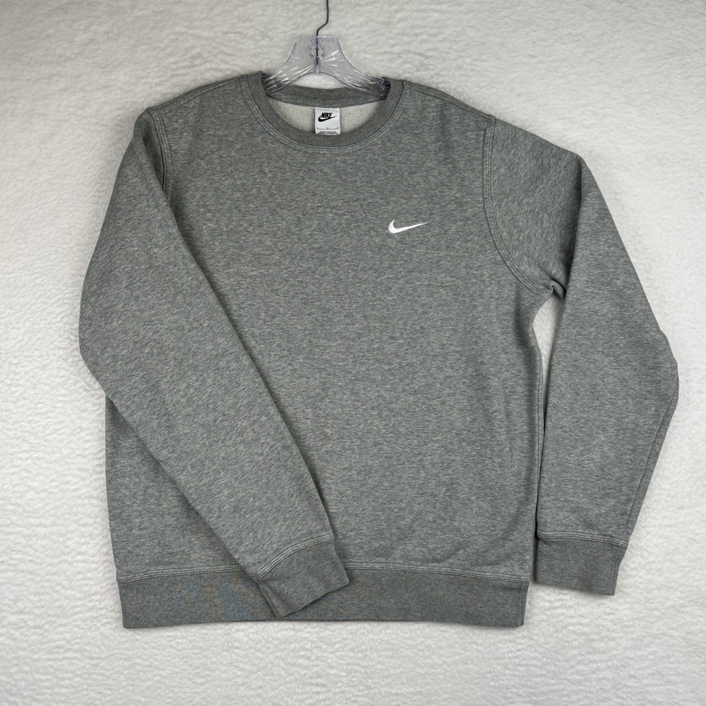 Nike Club Fleece Sweatshirt‎ Embroidered Swoosh Crew Neck Gray Men's Large